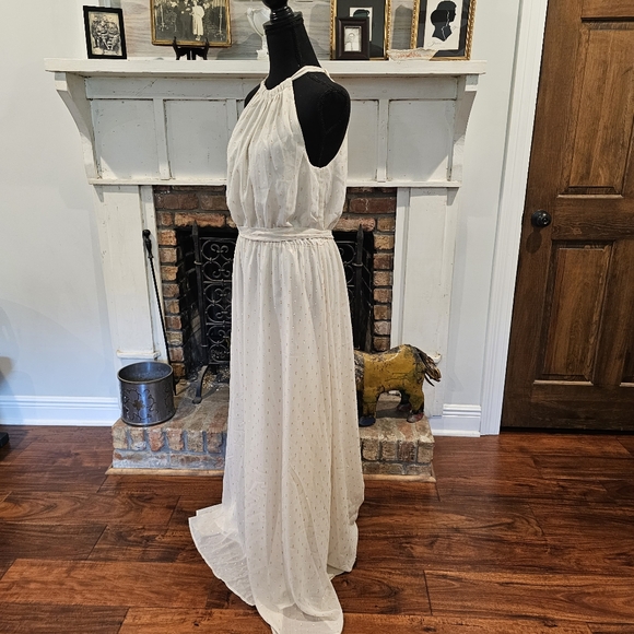 NWT Modcloth Illuminated Elegance Chiffon Halter Maxi Dress, Size L - Picture 6 of 16
